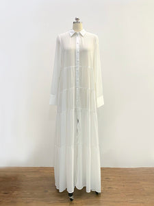 Chiffon Shirt Dress - White