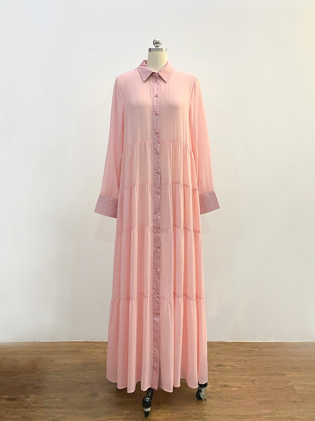 Chiffon Shirt Dress - Dusty Pink